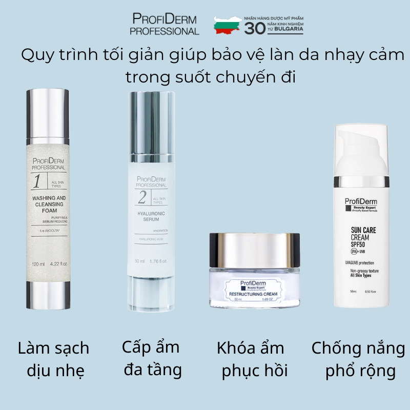 Chăm sóc da nhạy cảm khi đi du lịch