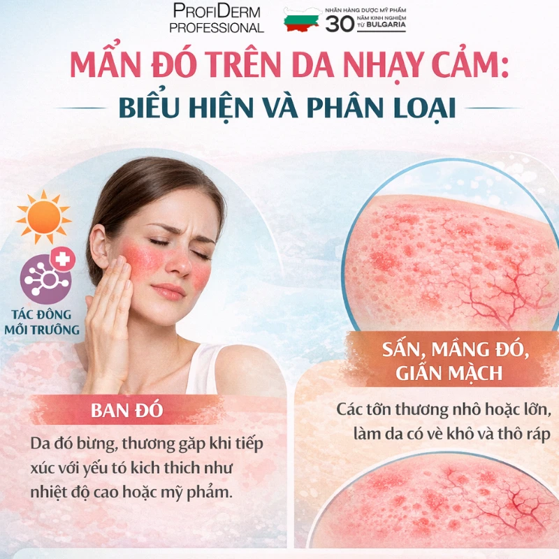da nhạy cảm nổi mẩn đỏ