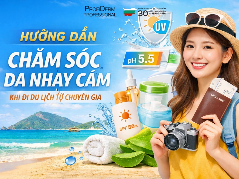 Chăm sóc da nhạy cảm khi đi du lịch