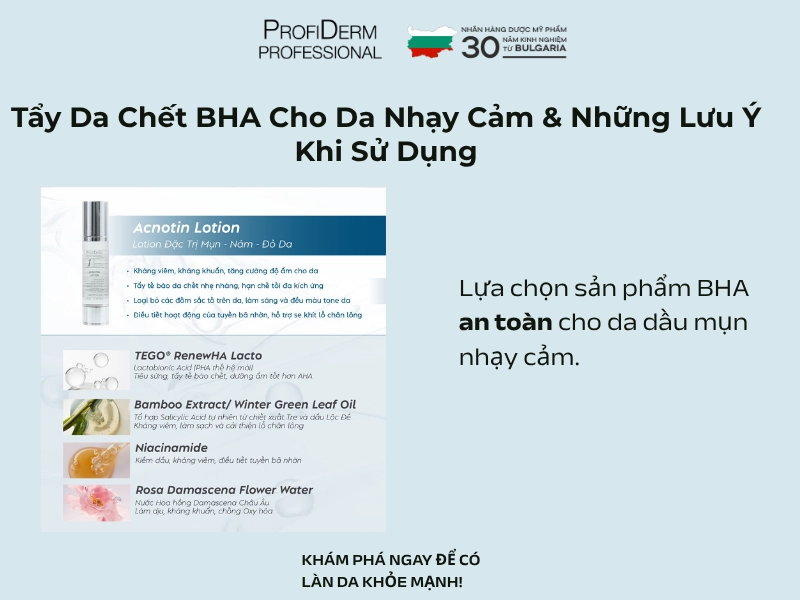 tẩy da chết bha cho da nhạy cảm