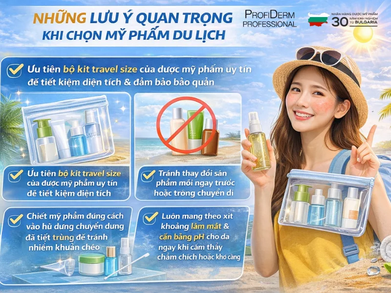 Chăm sóc da nhạy cảm khi đi du lịch